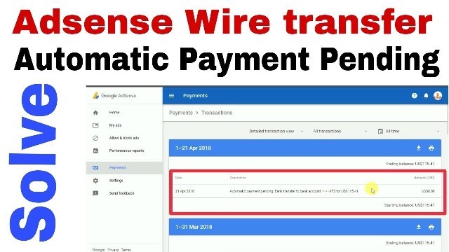 Automatic Payment Pending wire transfer to bank account problem solve in hindi 2020