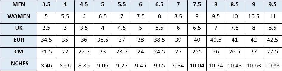 Mens And Womens Shoe Size Conversion Chart 1 