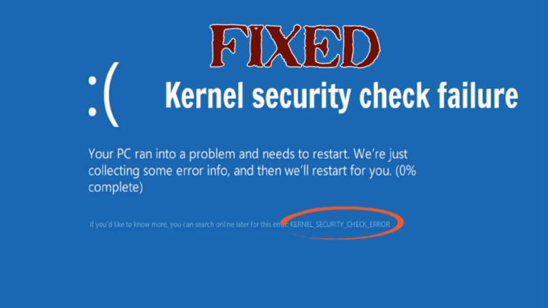 Kernel Security Check Failure