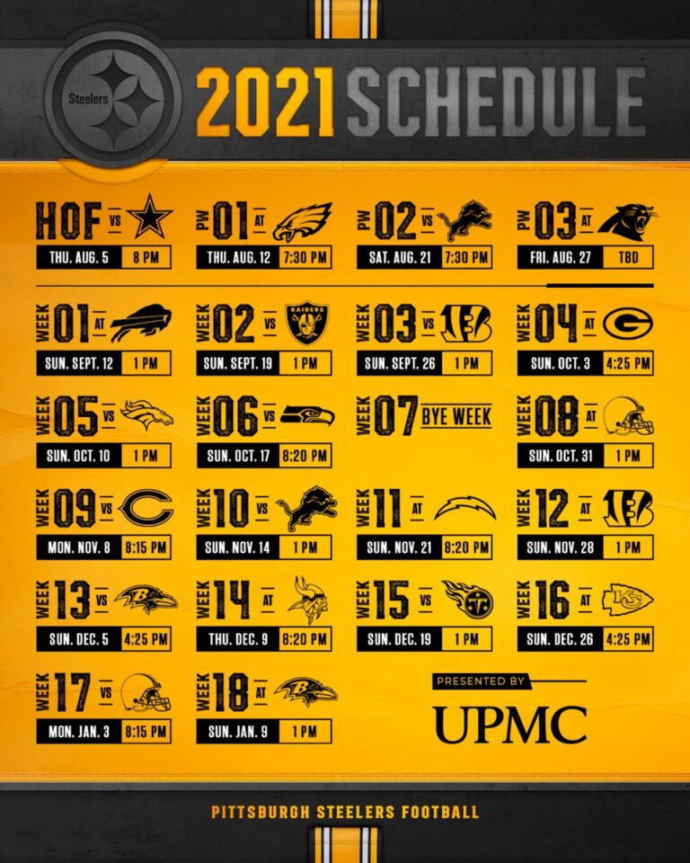 2021 Pittsburgh Steelers Schedule